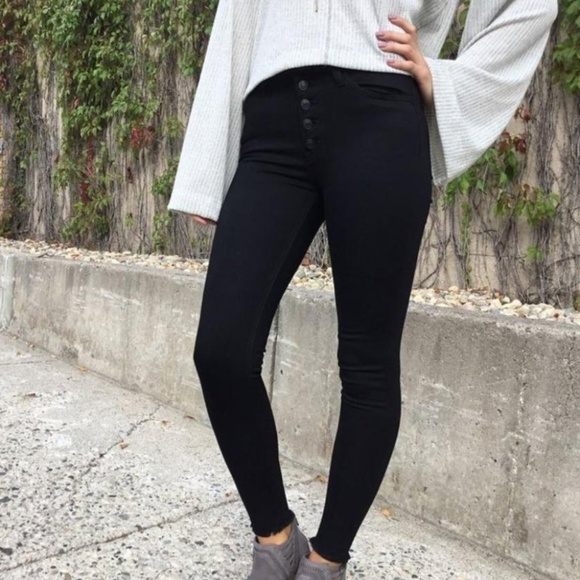 Sale🔹Just Black Button Down Skinny - Picture 1 of 4